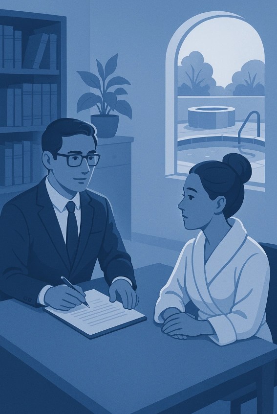 Pool and wellness legal services illustration